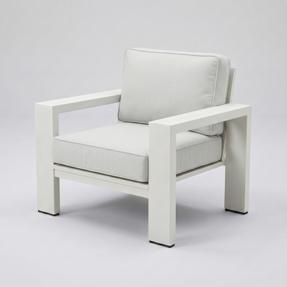 Kai Aluminum Club Chair – Beige frame – Olefin White
