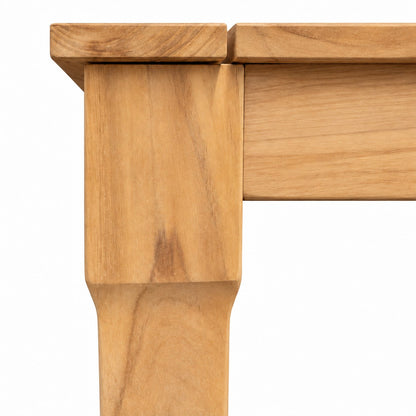 Mila Teak Coffee Table – 40 x 40 – teak table leg and apron corner detail | Jr's Patio San Diego