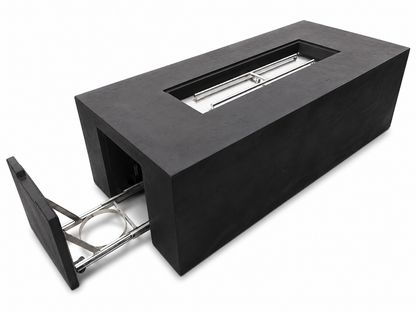 JRC72T Black concrete fire pit — hidden propane tank compartment | Jr's Patio