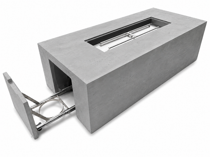 JRC72T Gray concrete fire pit — hidden propane tank compartment | Jr's Patio