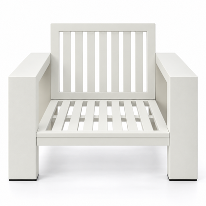 Kai Aluminum Club Chair – Beige frame without cushions, front