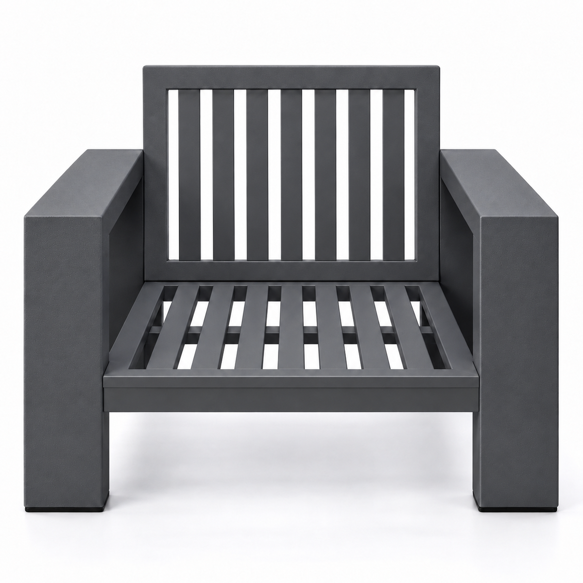 Kai Aluminum Club Chair – Graphite Gray frame without cushions, front