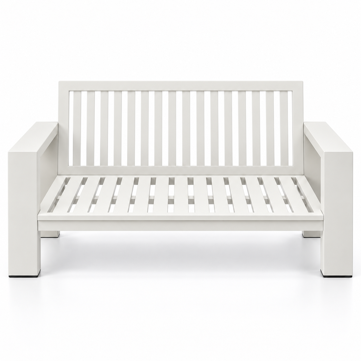 Kai Aluminum Loveseat – Beige frame without cushions, front