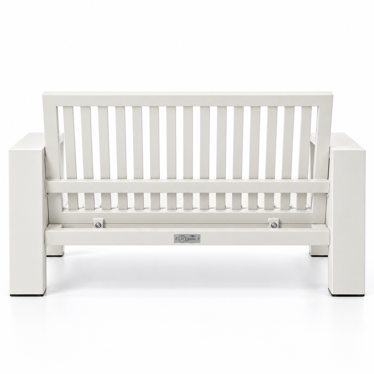 Kai Aluminum Loveseat – Beige frame without cushions, rear
