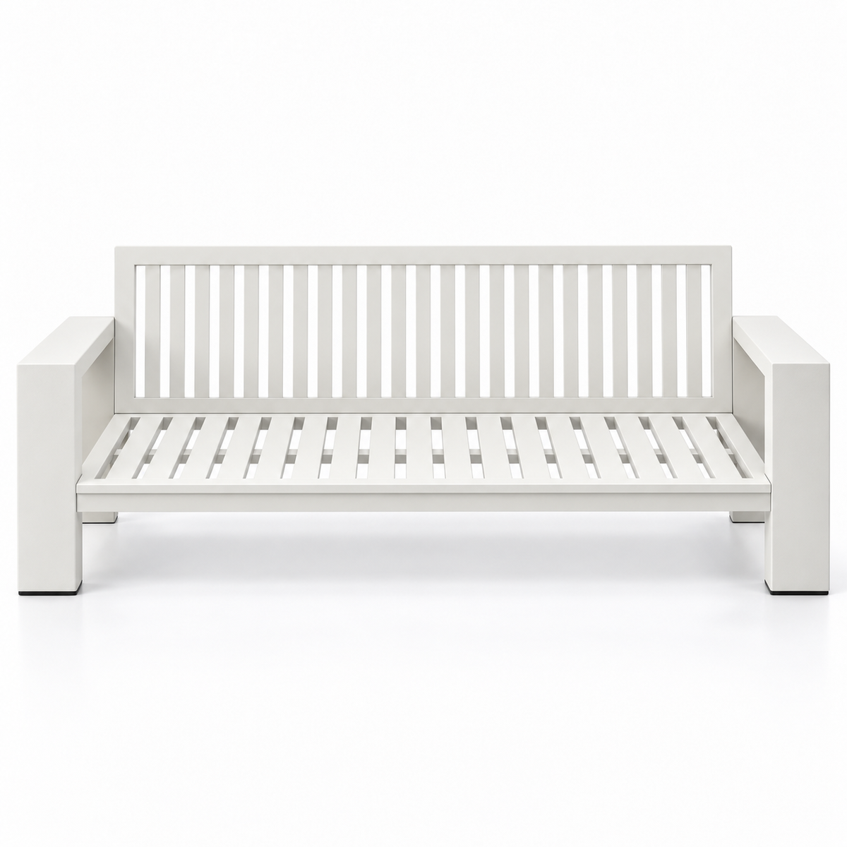 Kai Aluminum Sofa – Beige frame without cushions, front