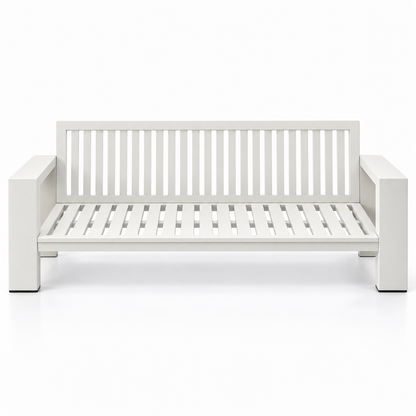 Kai Aluminum Sofa – Beige frame without cushions, front