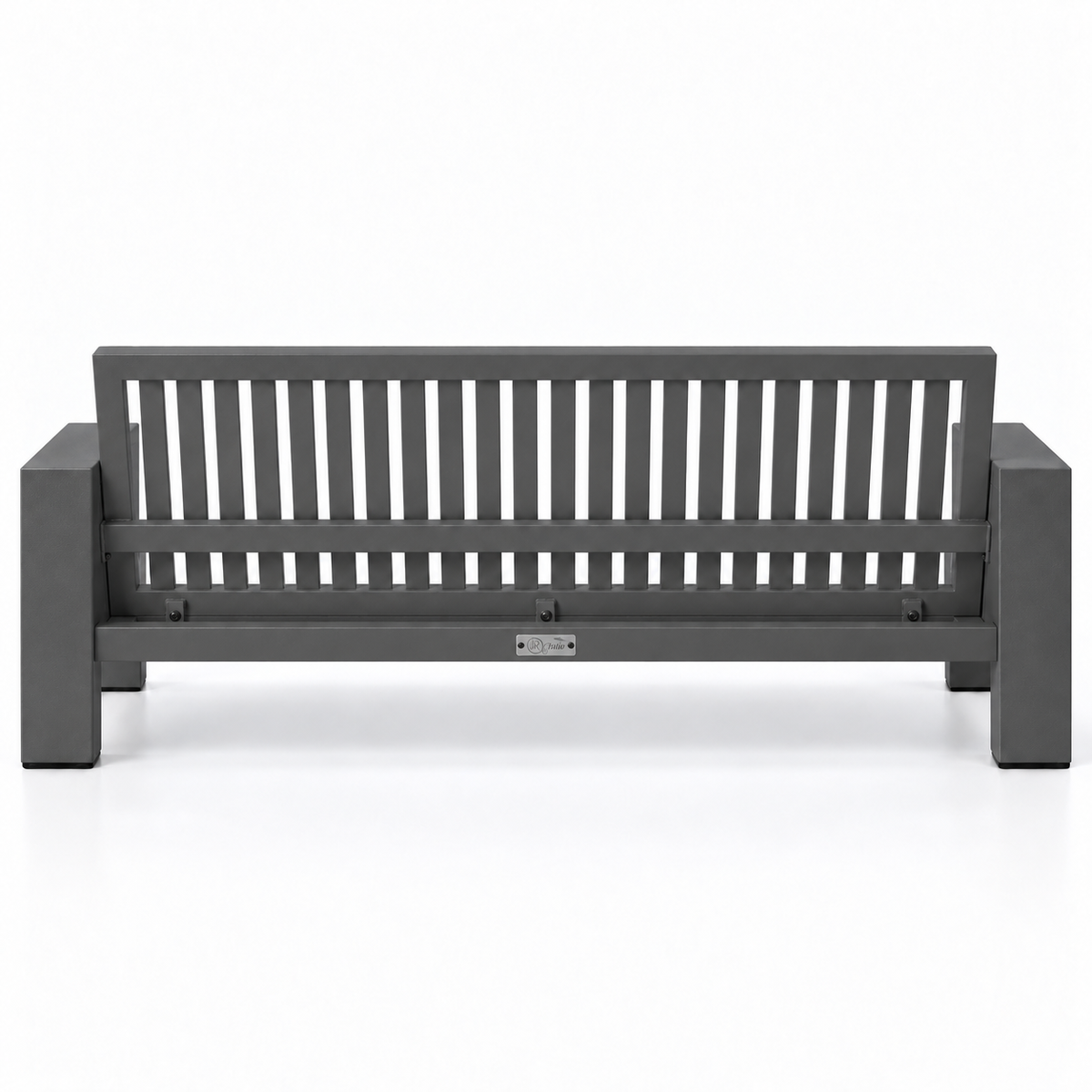 Kai Aluminum Sofa – Graphite Gray frame without cushions, rear