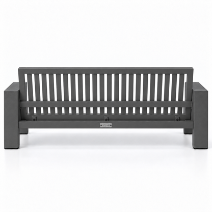 Kai Aluminum Sofa – Graphite Gray frame without cushions, rear