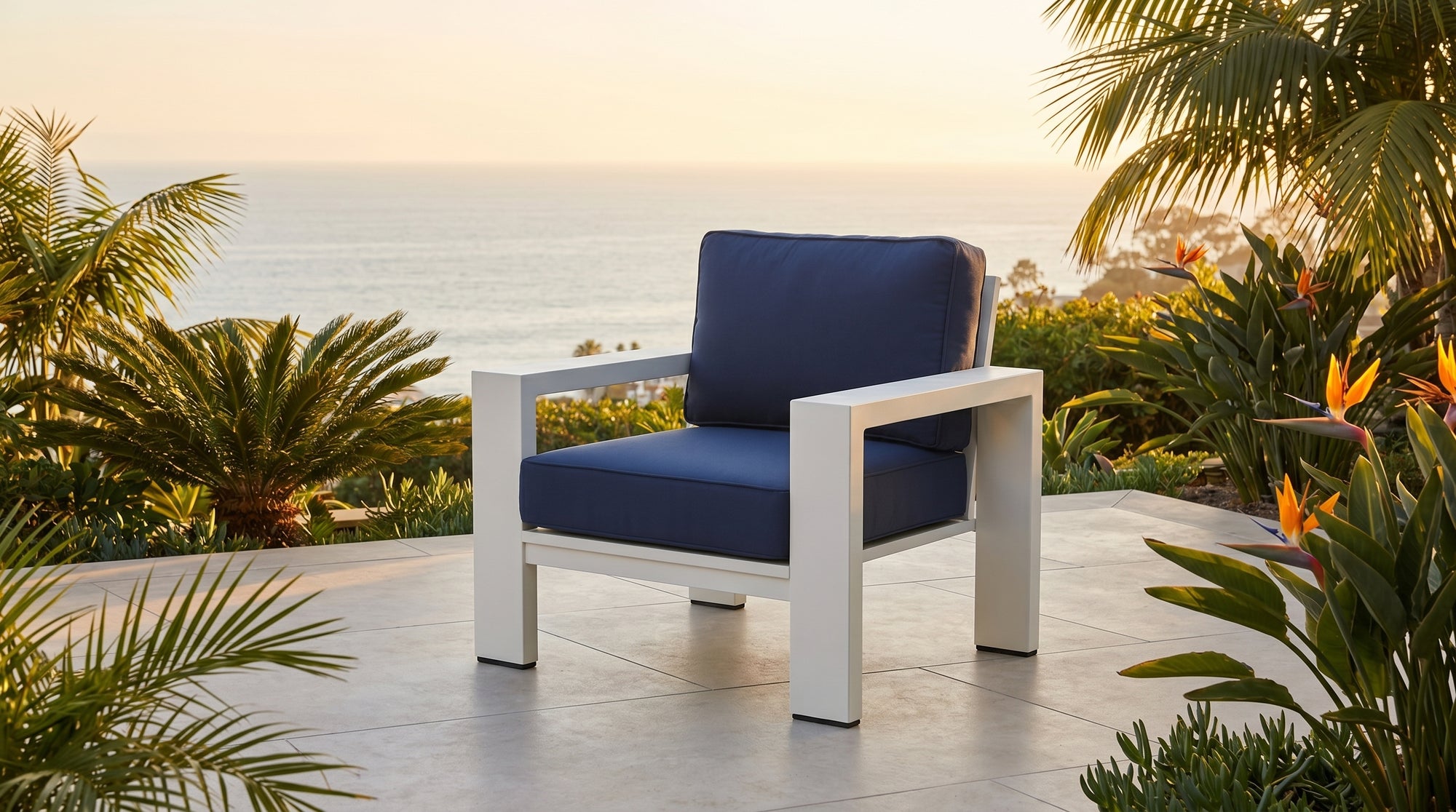 Kai Aluminum Club Chair – Beige lifestyle