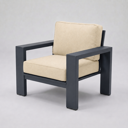Kai Aluminum Club Chair – Graphite Gray frame – Olefin Beige