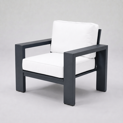 Kai Aluminum Club Chair – Graphite Gray frame – Olefin White