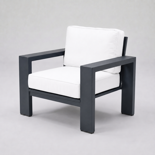 Kai Aluminum Club Chair – Graphite Gray frame – Olefin White