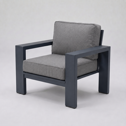 Kai Aluminum Club Chair – Graphite Gray frame – Sunbrella 40434 Cast Slate