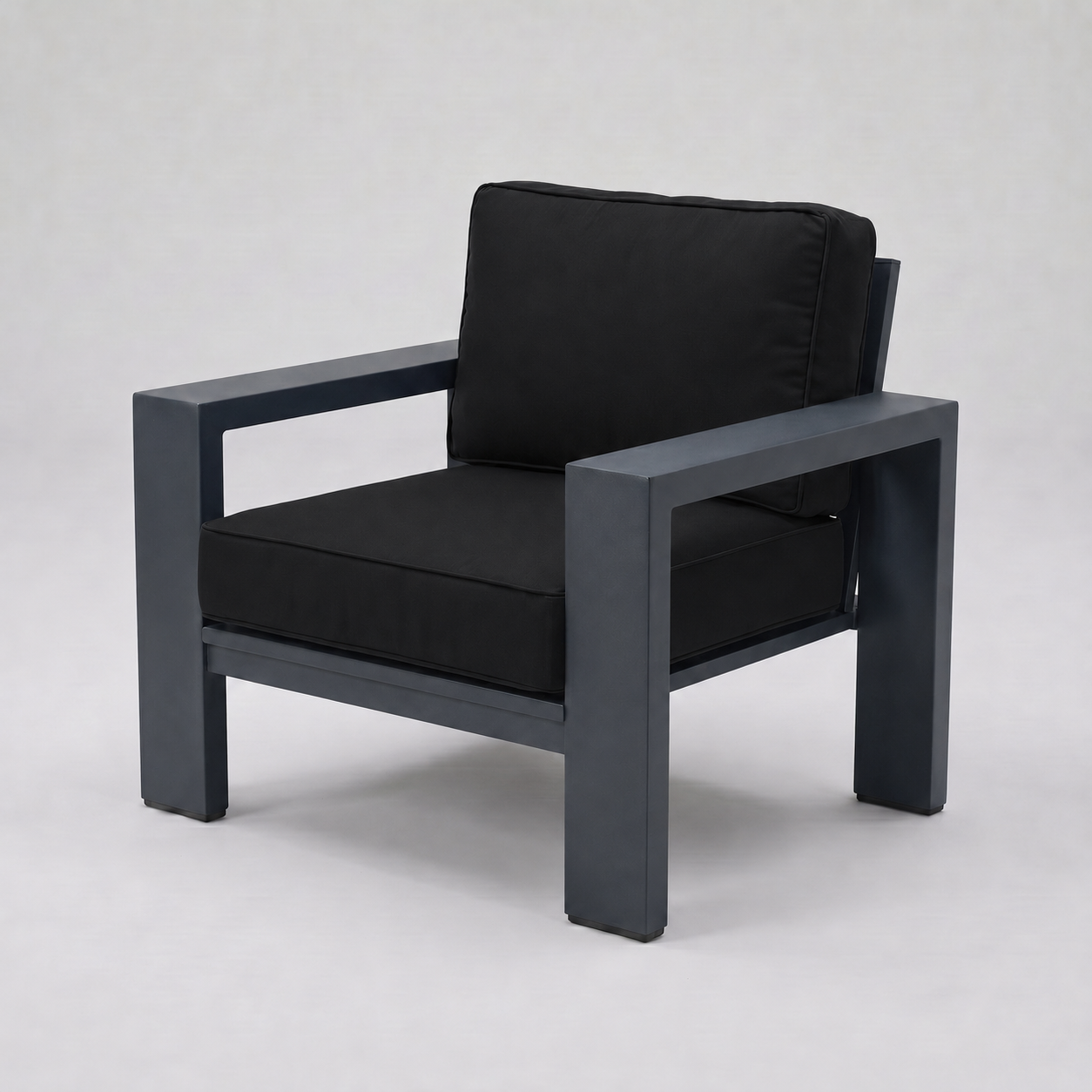 Kai Aluminum Club Chair – Graphite Gray frame – Sunbrella 5408 Canvas Black