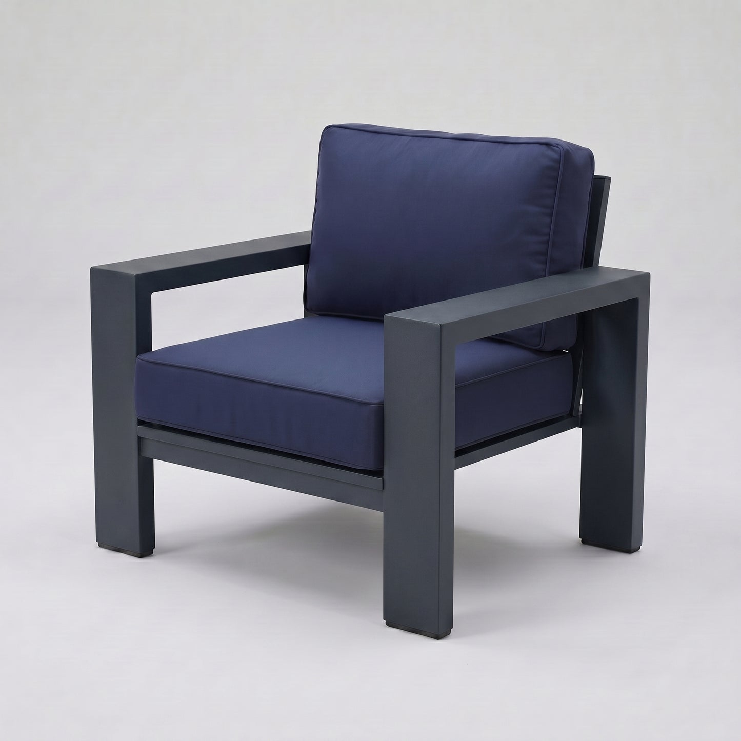 Kai Aluminum Club Chair – Graphite Gray frame – Sunbrella 5439 Canvas Navy