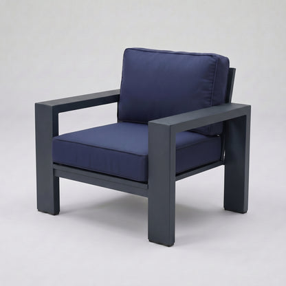 Kai Aluminum Club Chair – Graphite Gray frame – Sunbrella 5439 Canvas Navy