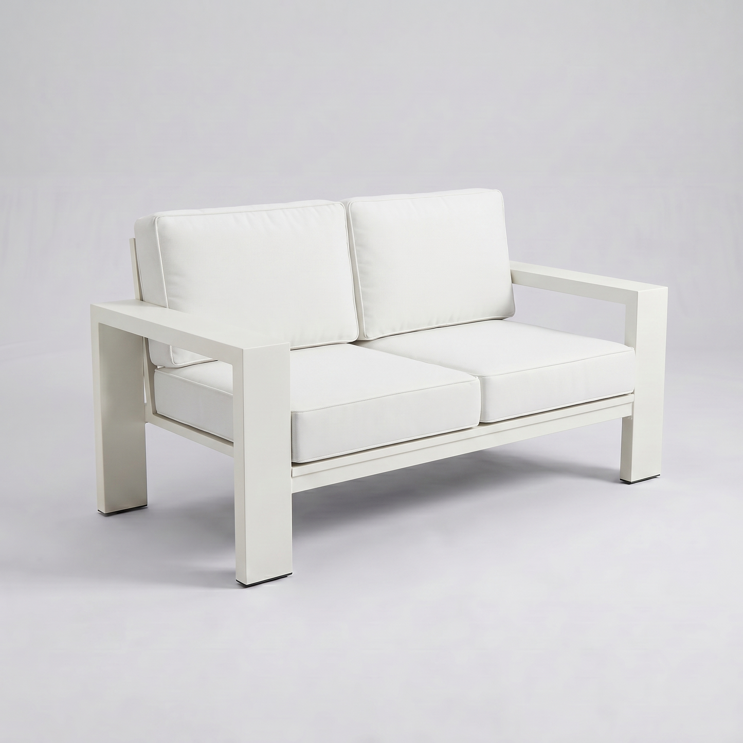 Kai Aluminum Loveseat – Beige frame – Olefin White