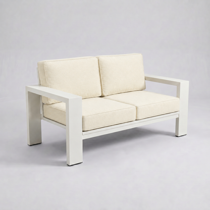 Kai Aluminum Loveseat – Beige frame – Sunbrella 5453 Canvas Canvas
