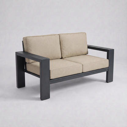 Kai Aluminum Loveseat – Graphite Gray frame – Olefin Beige