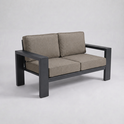 Kai Aluminum Loveseat – Graphite Gray frame – Sunbrella 40432 Cast Shale
