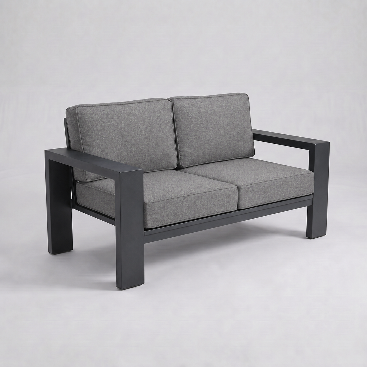 Kai Aluminum Loveseat – Graphite Gray frame – Sunbrella 40434 Cast Slate