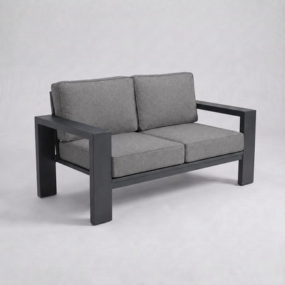 Kai Aluminum Loveseat – Graphite Gray frame – Sunbrella 40434 Cast Slate