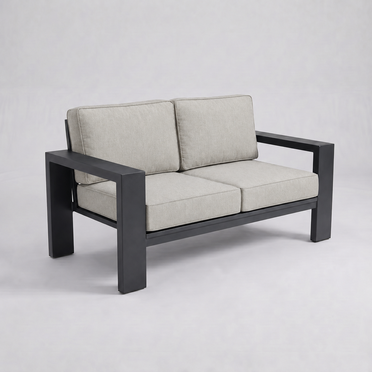 Kai Aluminum Loveseat – Graphite Gray frame – Sunbrella 5402 Canvas Granite