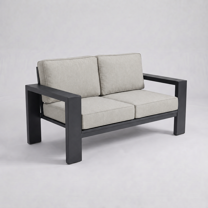 Kai Aluminum Loveseat – Graphite Gray frame – Sunbrella 5402 Canvas Granite