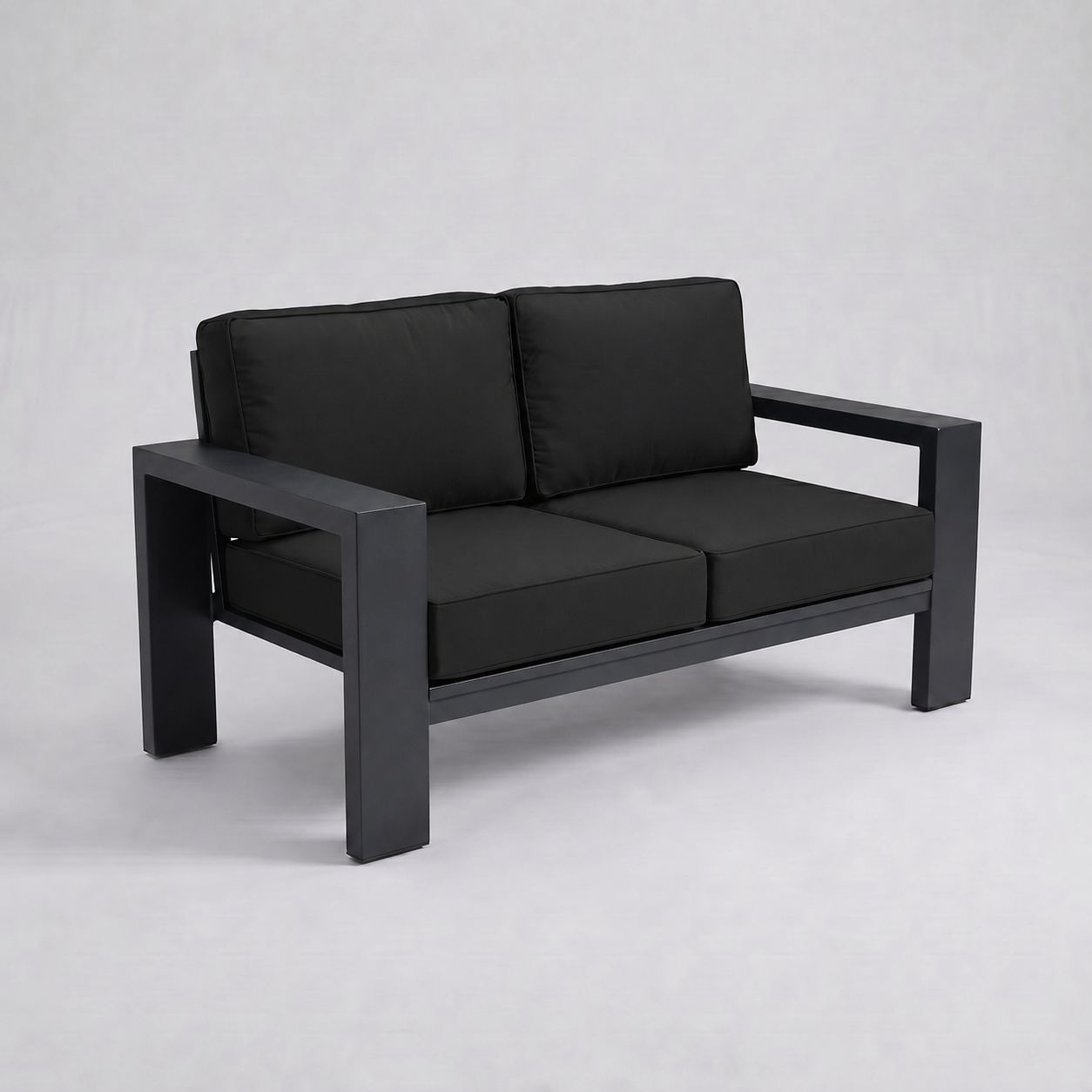 Kai Aluminum Loveseat – Graphite Gray frame – Sunbrella 5408 Canvas Black