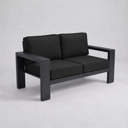 Kai Aluminum Loveseat – Graphite Gray frame – Sunbrella 5408 Canvas Black