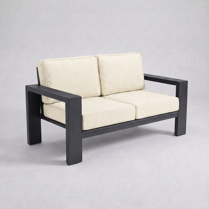Kai Aluminum Loveseat – Graphite Gray frame – Sunbrella 5453 Canvas Canvas