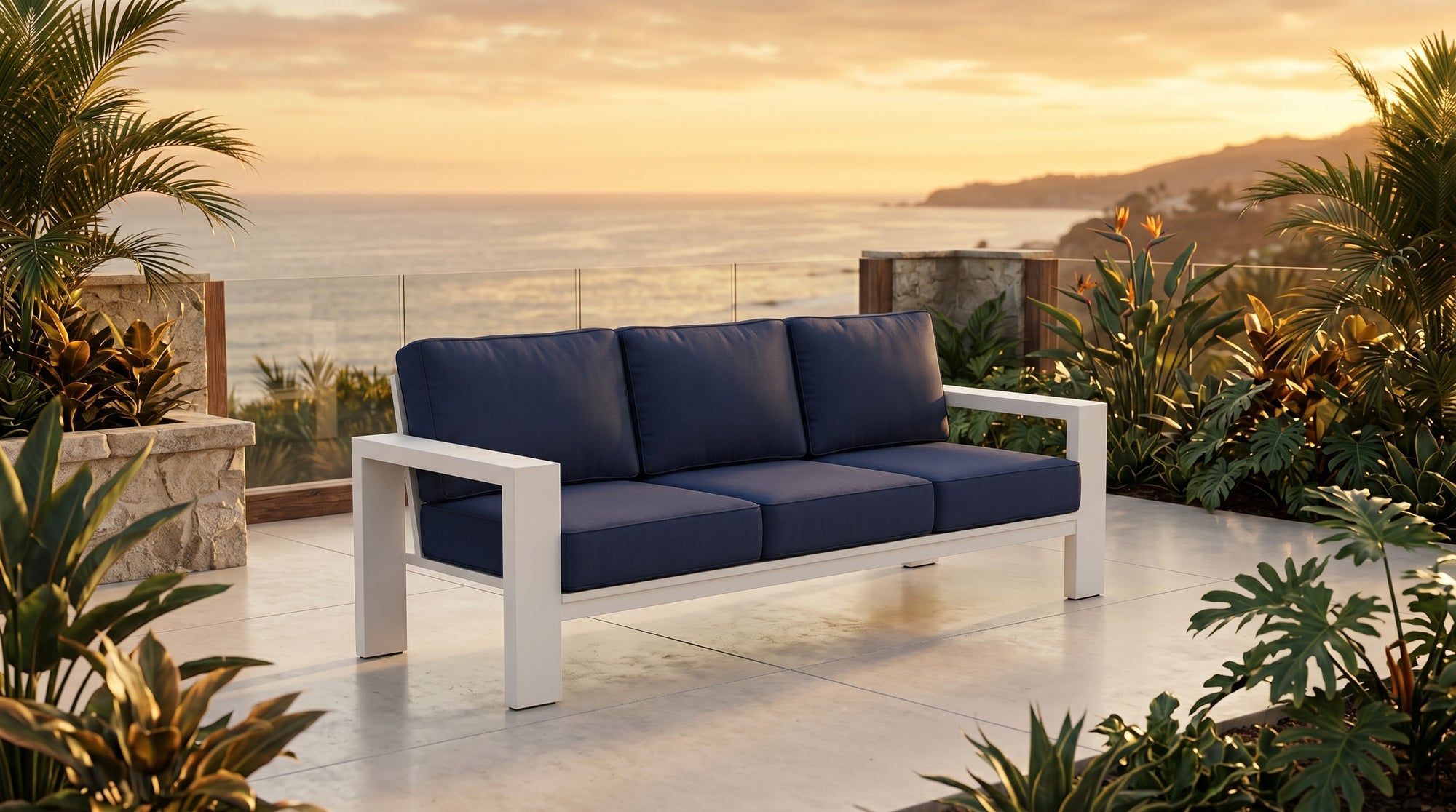 Kai Aluminum Sofa – Beige lifestyle