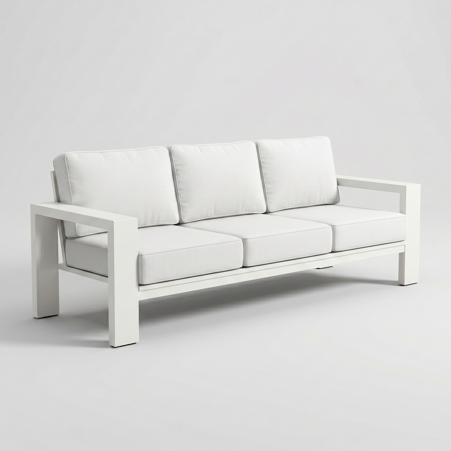 Kai Aluminum Sofa – Beige frame – Olefin White