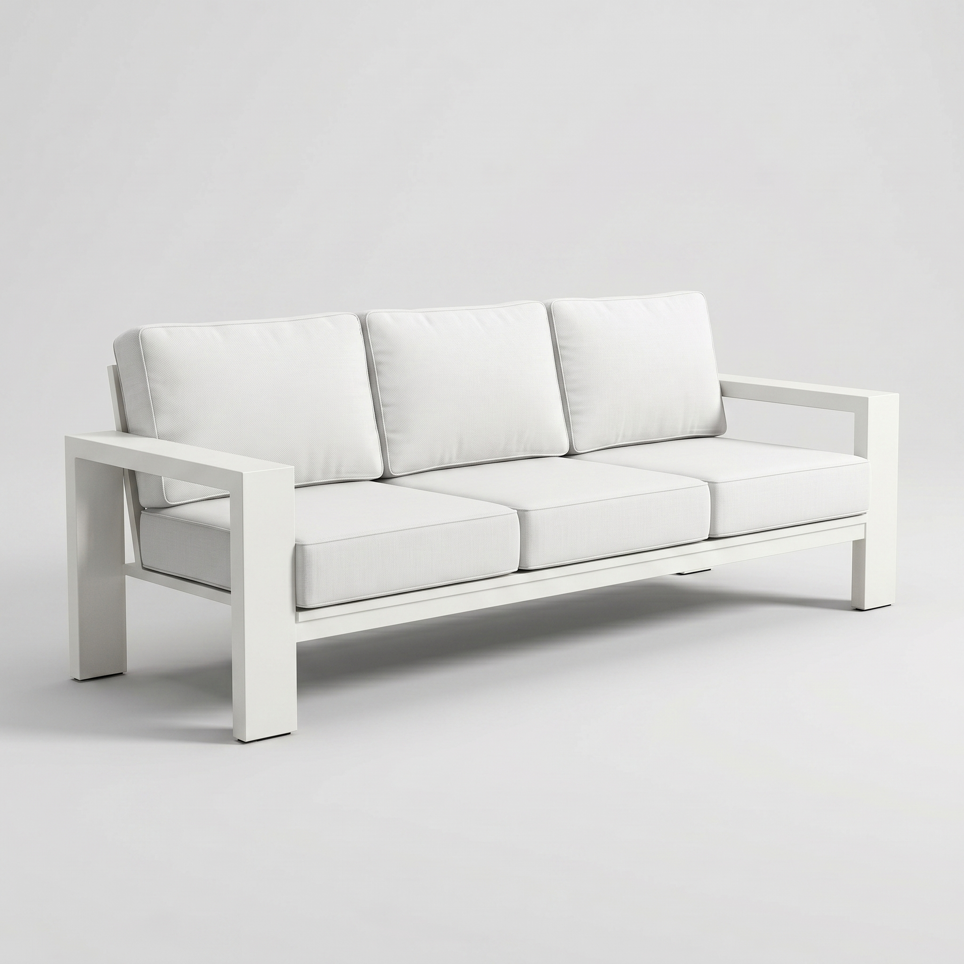 Kai Aluminum Sofa – Beige frame – Olefin White