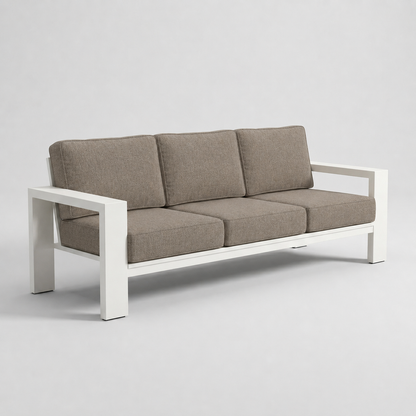 Kai Aluminum Sofa – Beige frame – Sunbrella 40432 Cast Shale