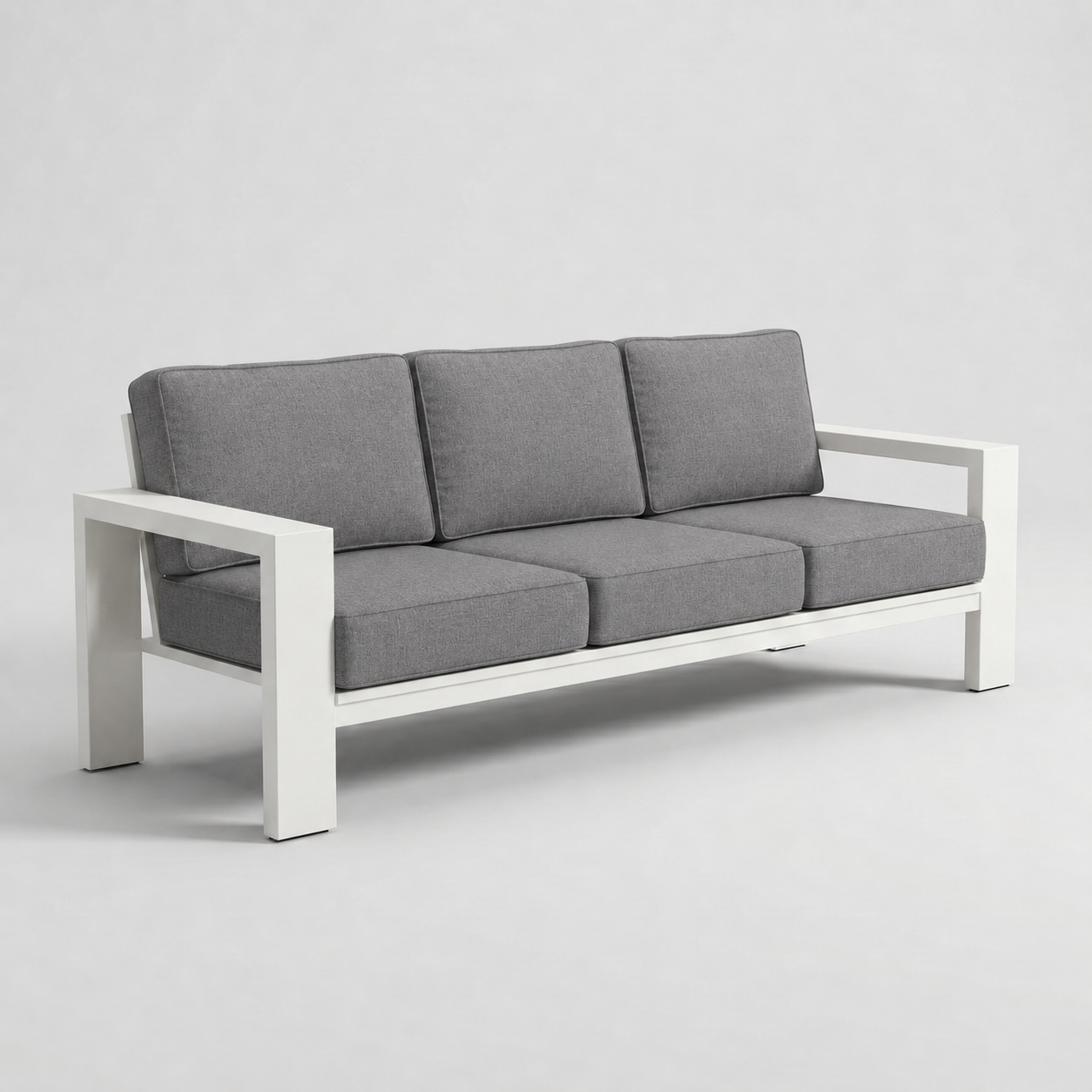 Kai Aluminum Sofa – Beige frame – Sunbrella 40434 Cast Slate