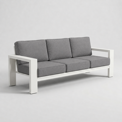 Kai Aluminum Sofa – Beige frame – Sunbrella 40434 Cast Slate