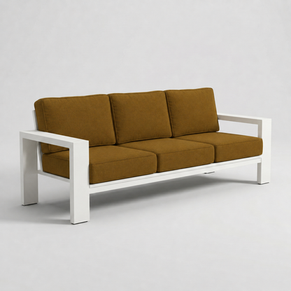 Kai Aluminum Sofa – Beige frame – Sunbrella 5488 Canvas Teak