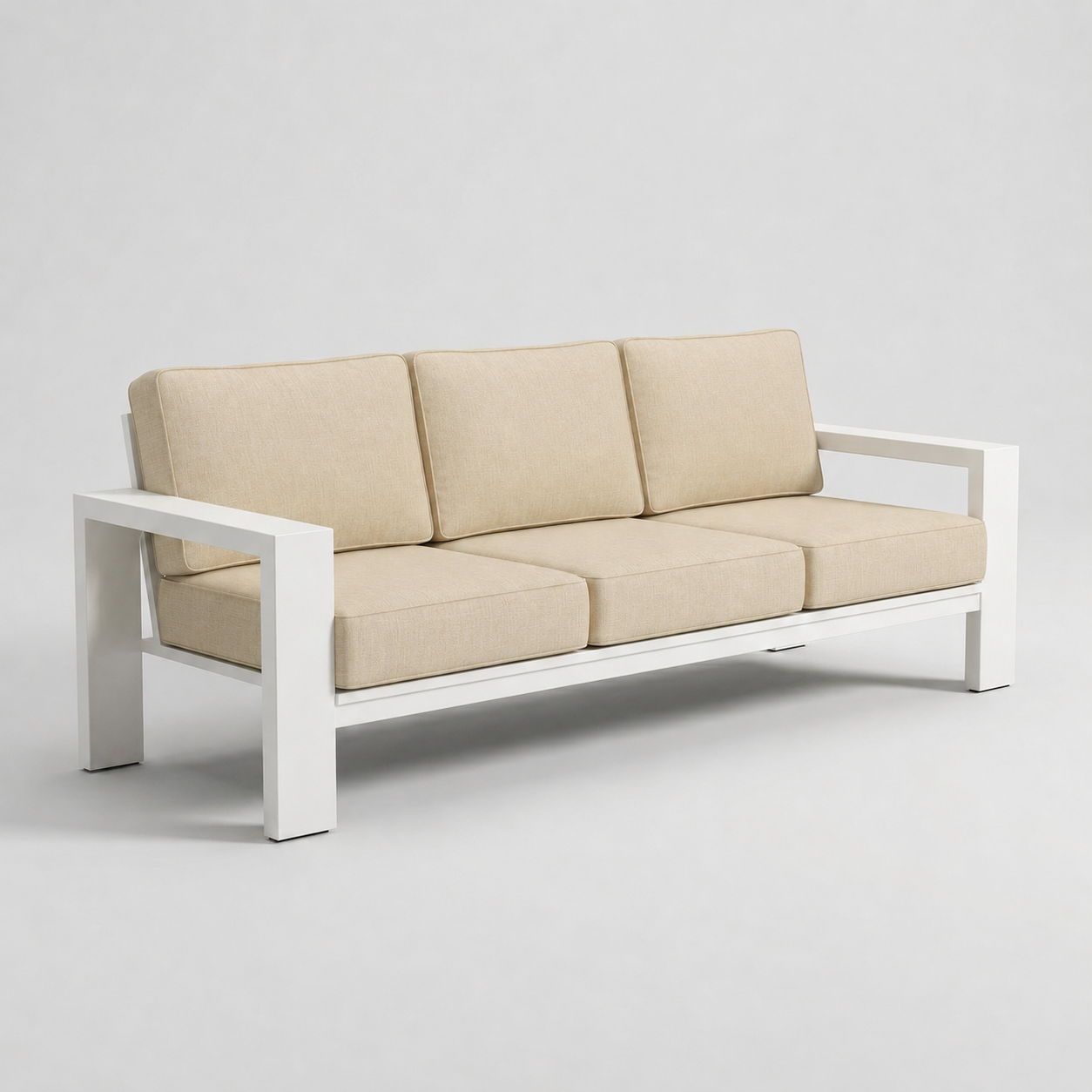 Kai Aluminum Sofa – Beige frame – Sunbrella 5492 Canvas Flax