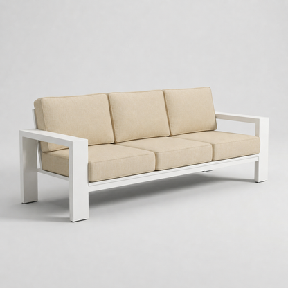 Kai Aluminum Sofa – Beige frame – Sunbrella 5492 Canvas Flax