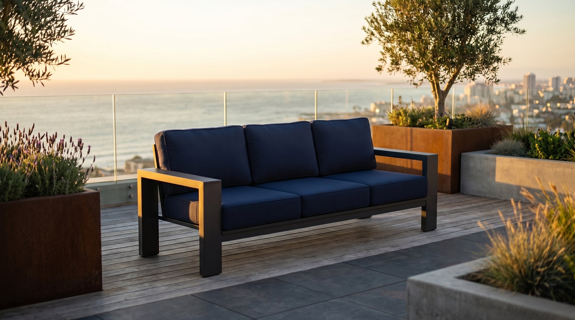 Kai Aluminum Sofa – Graphite Gray lifestyle
