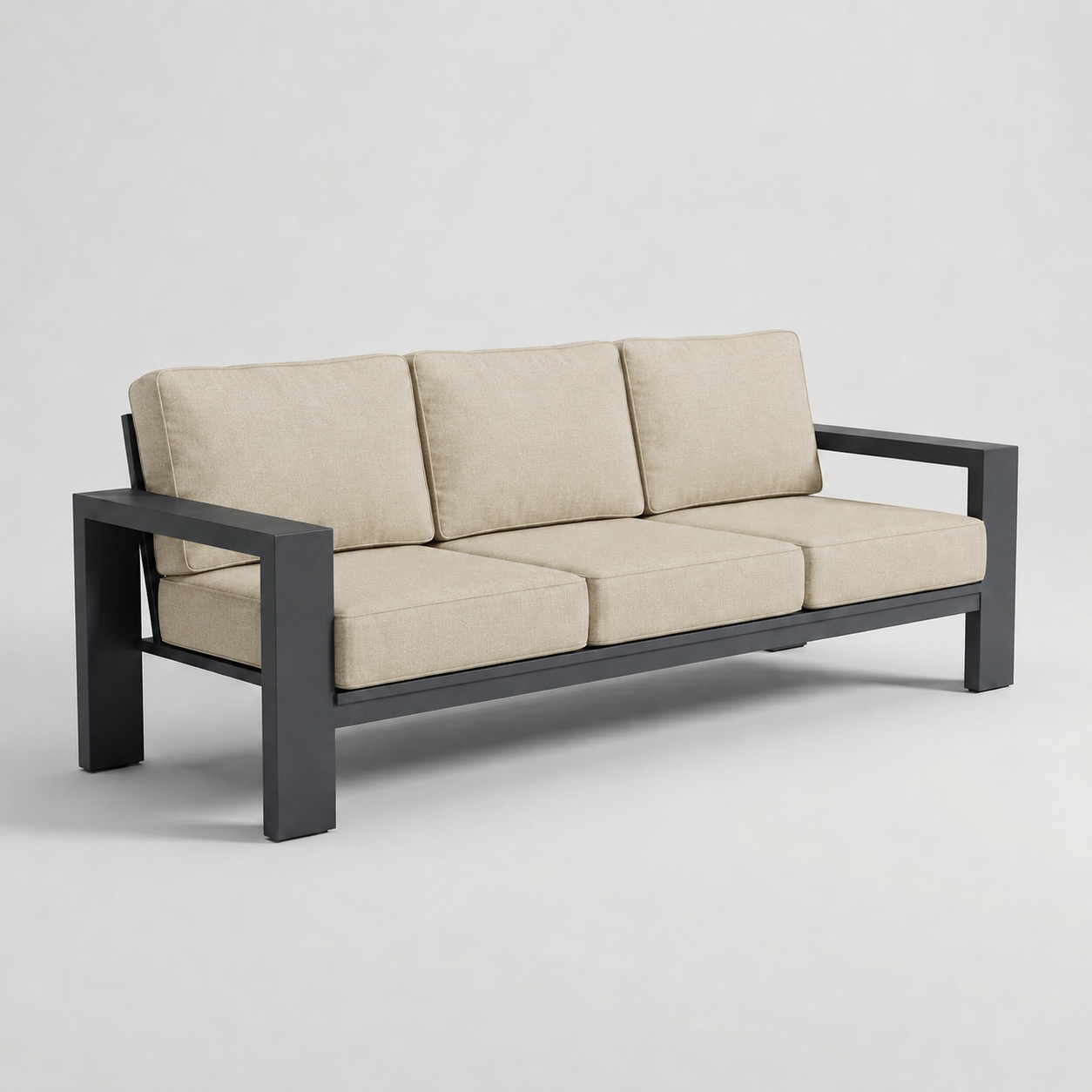 Kai Aluminum Sofa – Graphite Gray frame – Olefin Beige