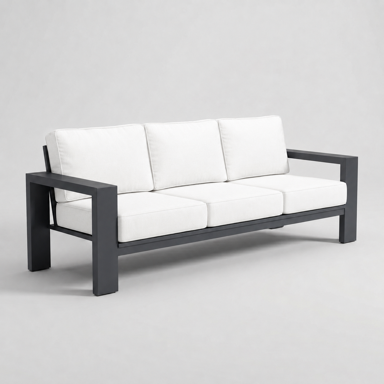 Kai Aluminum Sofa – Graphite Gray frame – Olefin White
