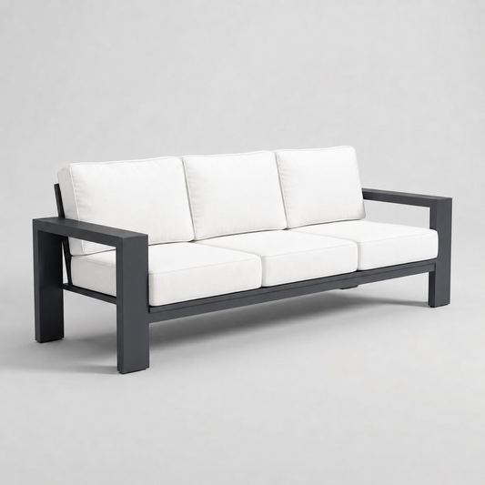 Kai Aluminum Sofa – Graphite Gray frame – Olefin White