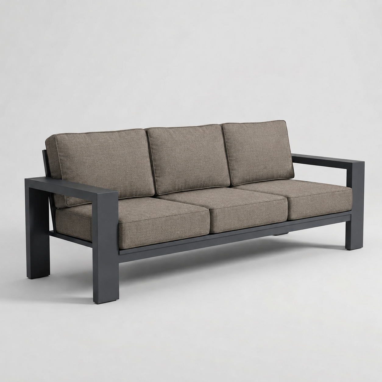 Kai Aluminum Sofa – Graphite Gray frame – Sunbrella 40432 Cast Shale