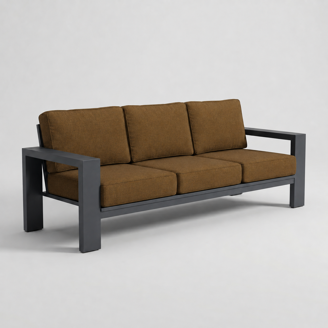 Kai Aluminum Sofa – Graphite Gray frame – Sunbrella 5488 Canvas Teak