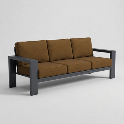 Kai Aluminum Sofa – Graphite Gray frame – Sunbrella 5488 Canvas Teak