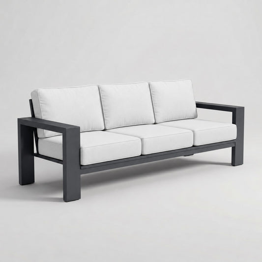 Kai Aluminum Sofa – Graphite Gray in Olefin White | Jr's Patio San Diego