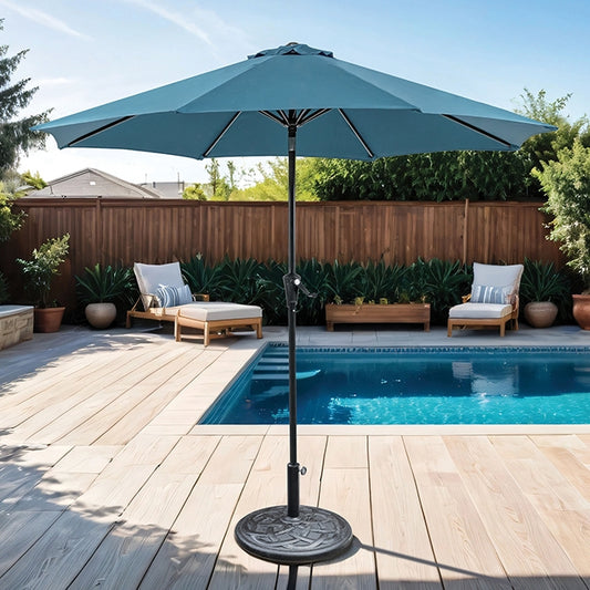 Tano 9' Outdoor Umbrella + 21" Round Base - JRS Patio