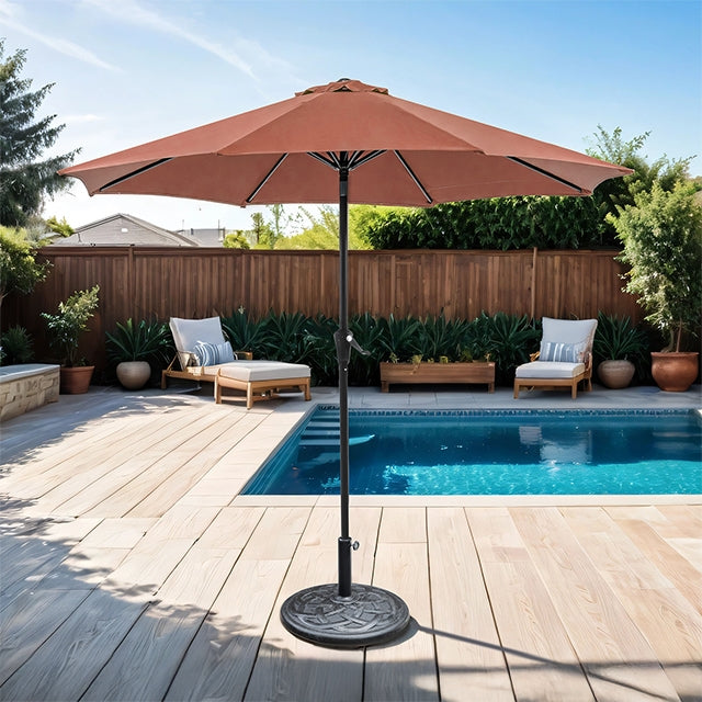 Tano 9' Outdoor Umbrella + 21" Round Base - JRS Patio